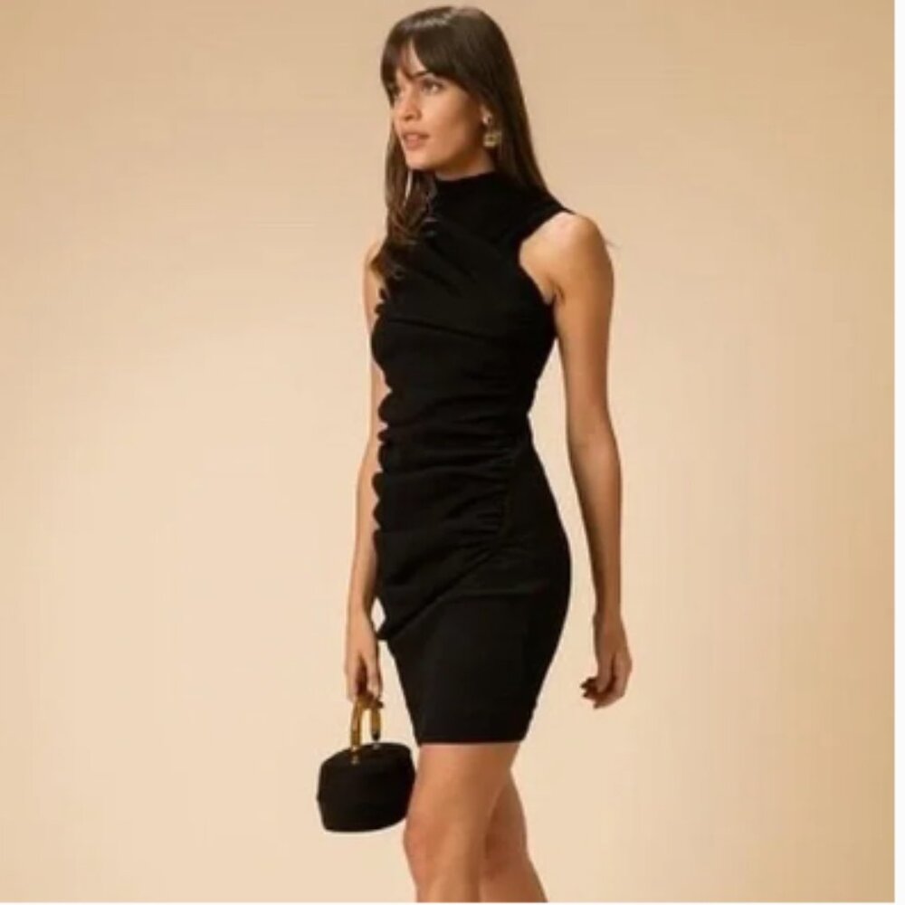 NWT The Line by K Ayme Ribbed Mockneck Dress Black Small - Picture 4 of 9